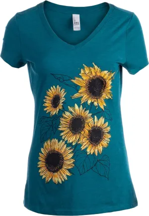 Vintage Nature Art Print - Cool Unique Illustration V-Neck T-Shirt Top Tee for Women