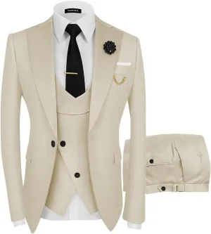 Wangyue Mens Suit 3 Piece Slim Fit Suits for Men Wedding Prom Tuxedo for Men Formal Business Suit