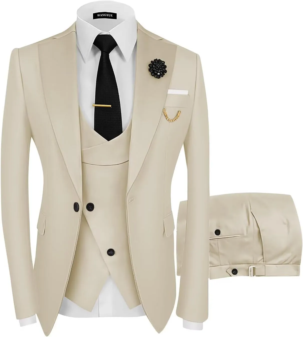 Wangyue Mens Suit 3 Piece Slim Fit Suits for Men Wedding Prom Tuxedo for Men Formal Business Suit
