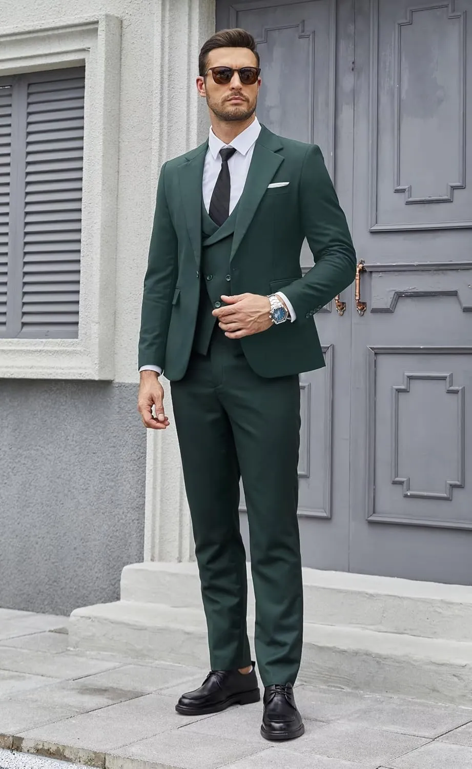 Wangyue Mens Suit 3 Piece Slim Fit Suits for Men Wedding Prom Tuxedo for Men Formal Business Suit