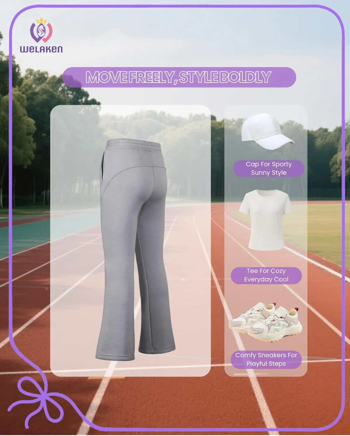 WELAKEN Girls Sweatpants for Casual & Athletic - Kids Flared Pants Bell-Bottom Trousers with Pockets