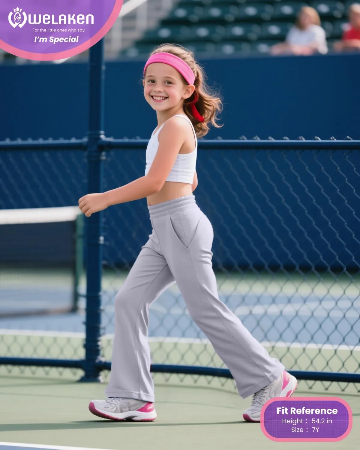 WELAKEN Girls Sweatpants for Casual & Athletic - Kids Flared Pants Bell-Bottom Trousers with Pockets