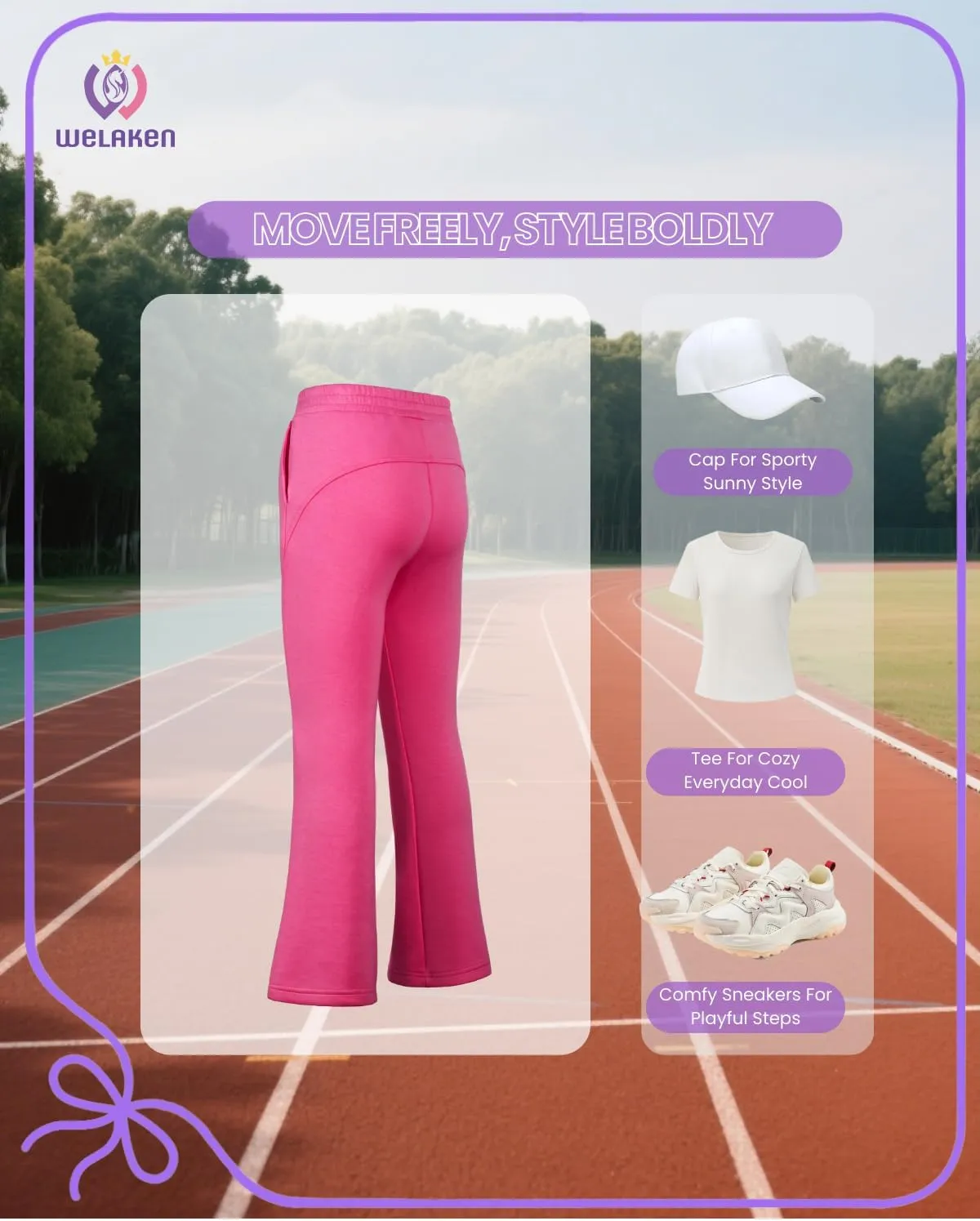 WELAKEN Girls Sweatpants for Casual & Athletic - Kids Flared Pants Bell-Bottom Trousers with Pockets