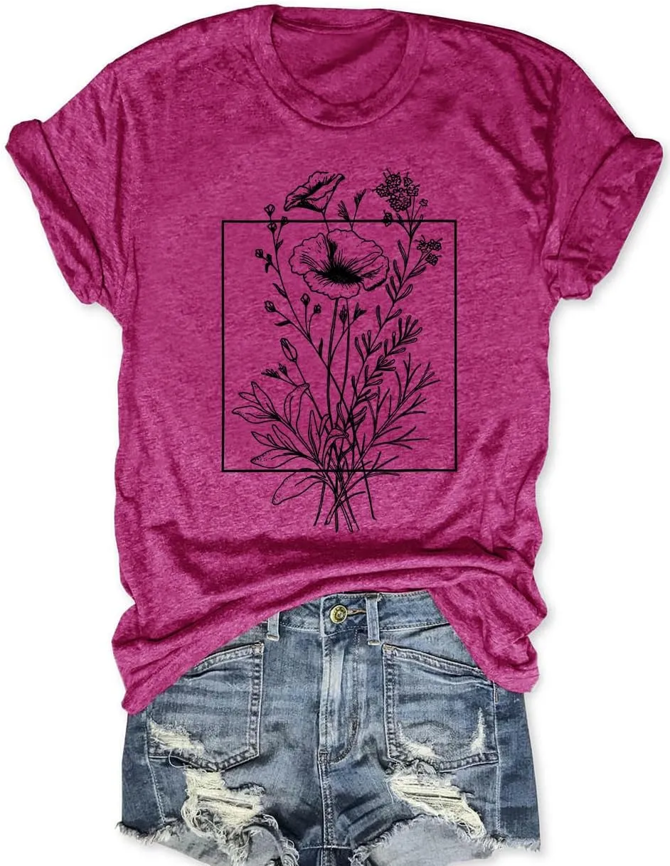 Women Vintage T Shirt Funny Summer Short Sleeve Tops Print Graphic Tees