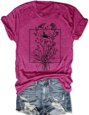 Women Vintage T Shirt Funny Summer Short Sleeve Tops Print Graphic Tees