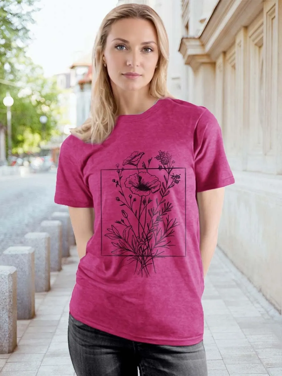 Women Vintage T Shirt Funny Summer Short Sleeve Tops Print Graphic Tees