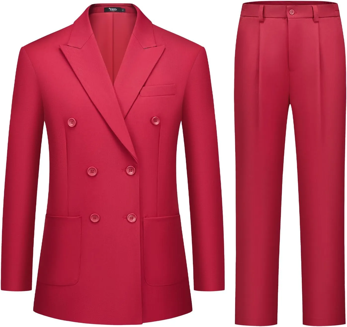 Women's 2 Piece Double Breasted Blazer and Wide Leg Pants Pocket Business Casual Office Suit