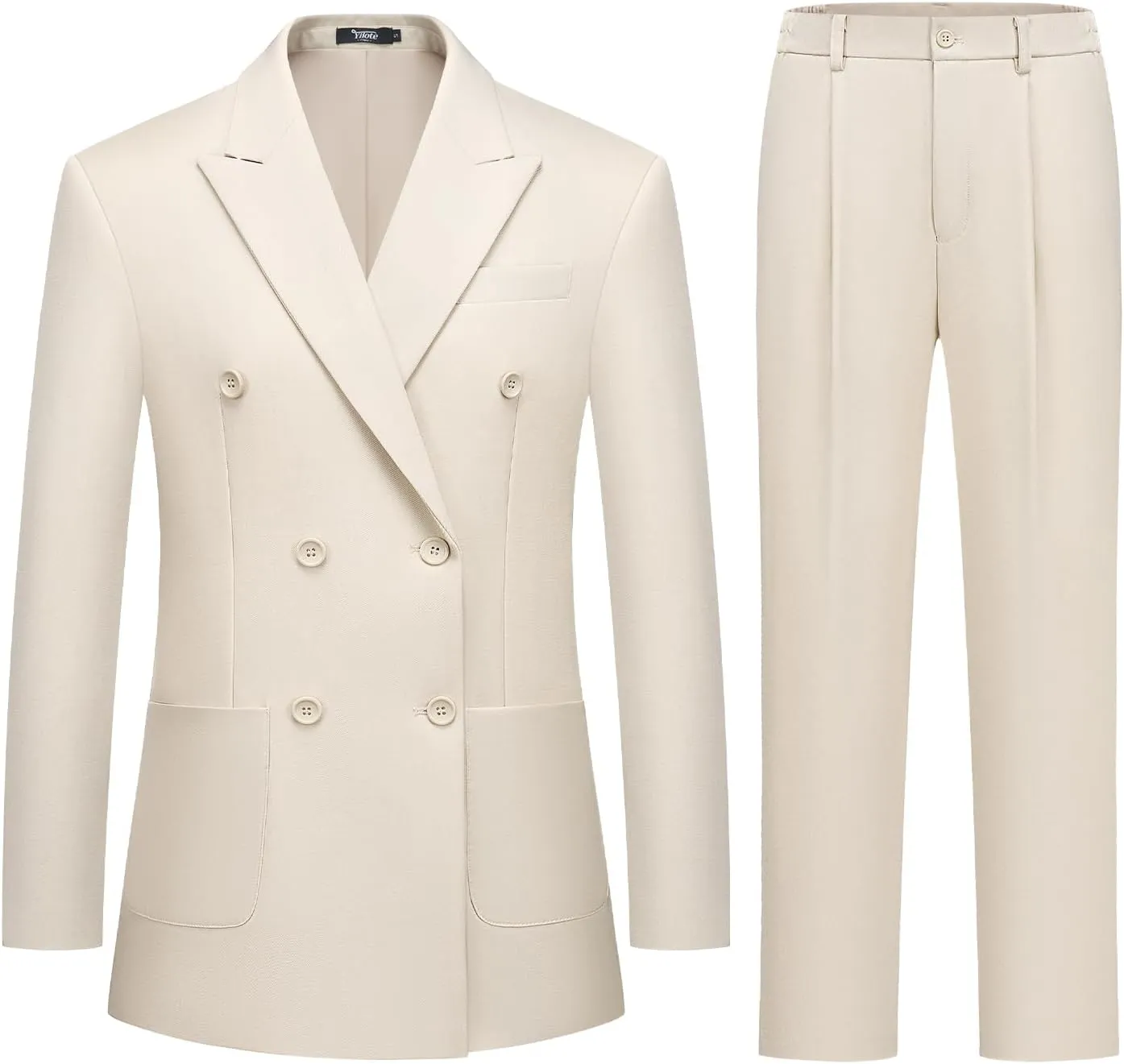 Women's 2 Piece Double Breasted Blazer and Wide Leg Pants Pocket Business Casual Office Suit