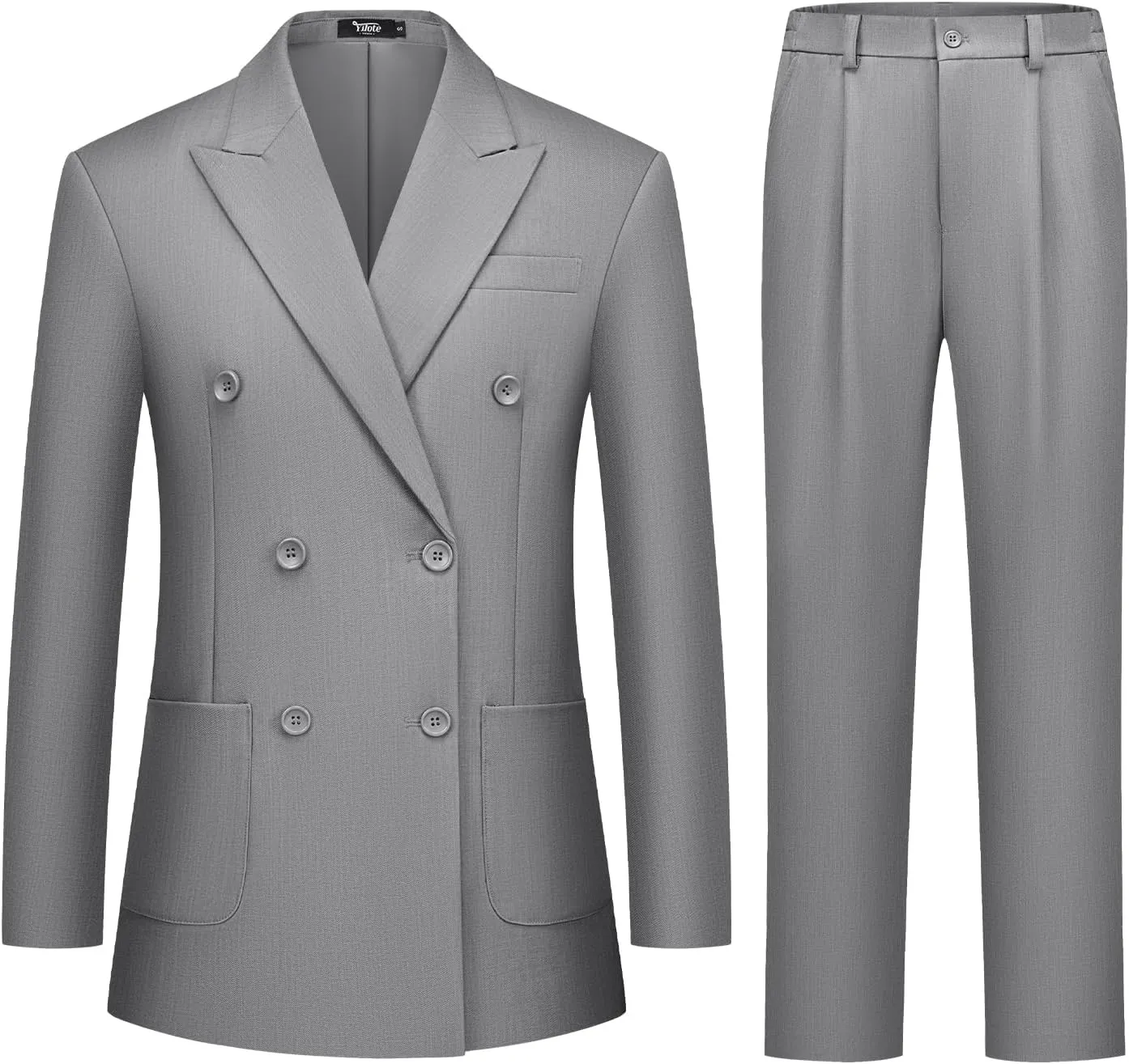 Women's 2 Piece Double Breasted Blazer and Wide Leg Pants Pocket Business Casual Office Suit