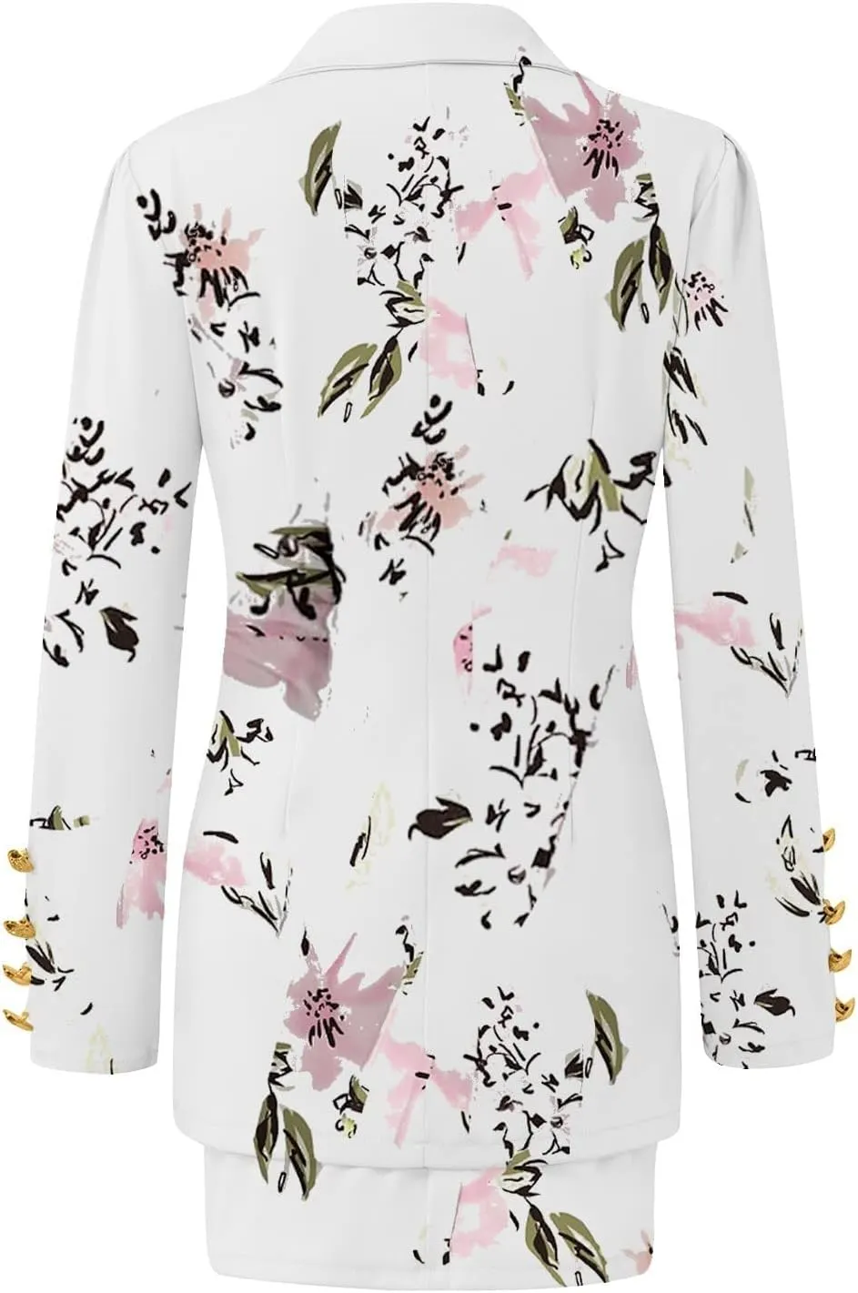 Women's 2 Piece Outfits Casual Solid Long Sleeve Suits Button Work Coat High Waist Blazer Jacket and Mini Skirt Set