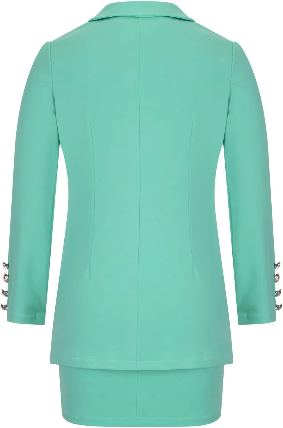 Women's 2 Piece Outfits Casual Solid Long Sleeve Suits Button Work Coat High Waist Blazer Jacket and Mini Skirt Set