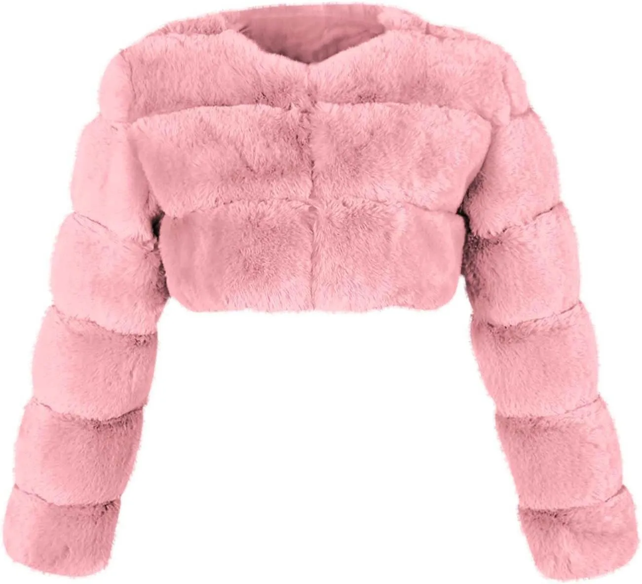 Women's 2024 Winter Coats Fleece Cropped Jacket Faux Fur Long Sleeve Cardigan Shaggy Warm Outerwear Fall Y2K Clothes