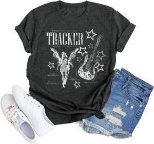 Women's Country Music Tshirt Vintage Concert Graphics Shirts Rock Band Tees Round Neck Short Sleeved Tops