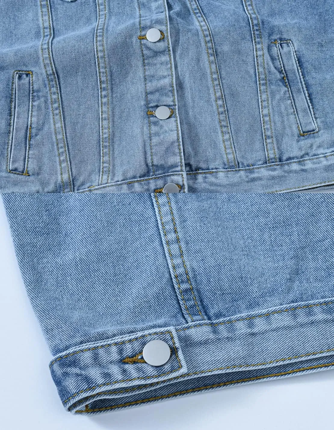 Women's Denim Cotton Button Closed Long Sleeve Solid Color Jacket With Pockets