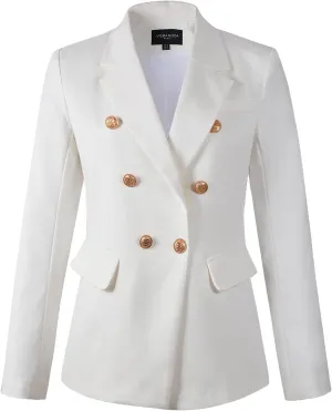 Womens Double Breasted Blazer Ladies Jacket Work Suit