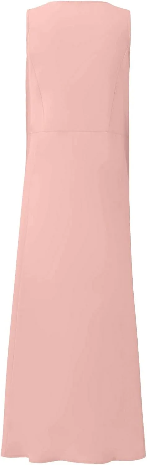 Womens Maxi Dresses Summer Casual Print Boho Cotton Linen Sundress with Pockets Loose Flowy Swing Vacation Long Dress