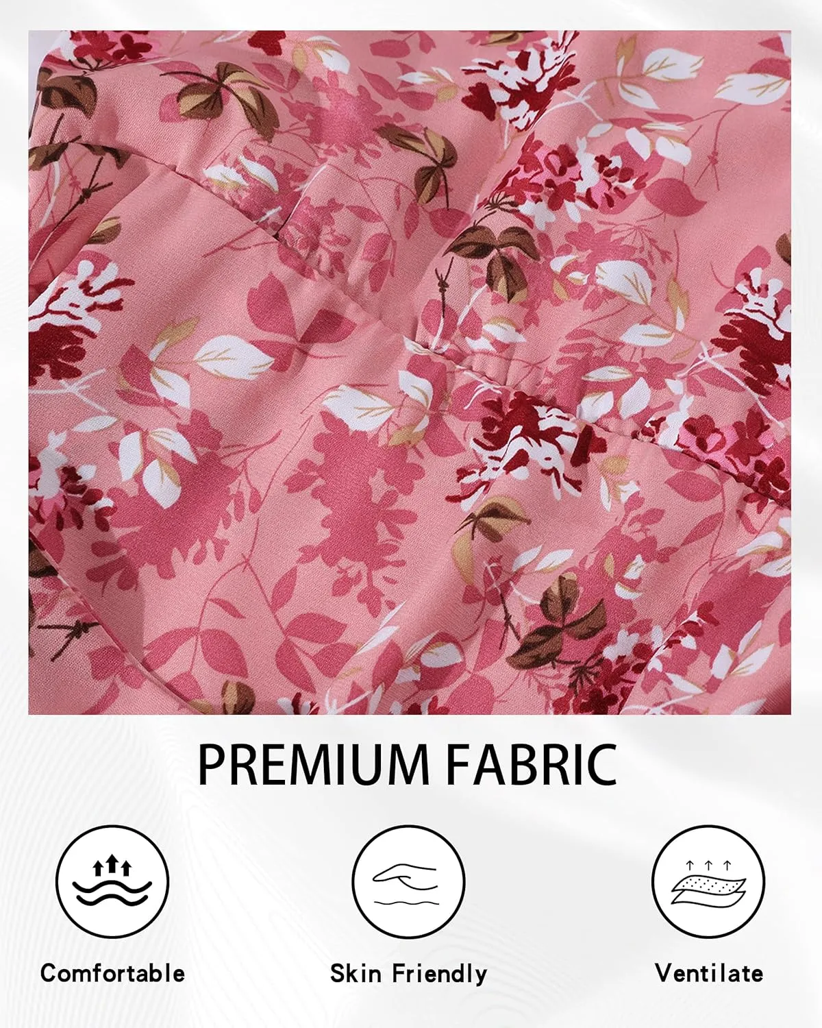 Womens Summer Dress 2025 Floral Boho Dress Wrap V Neck Short Sleeve Ruffle A Line Flowy High Low Midi Dresses