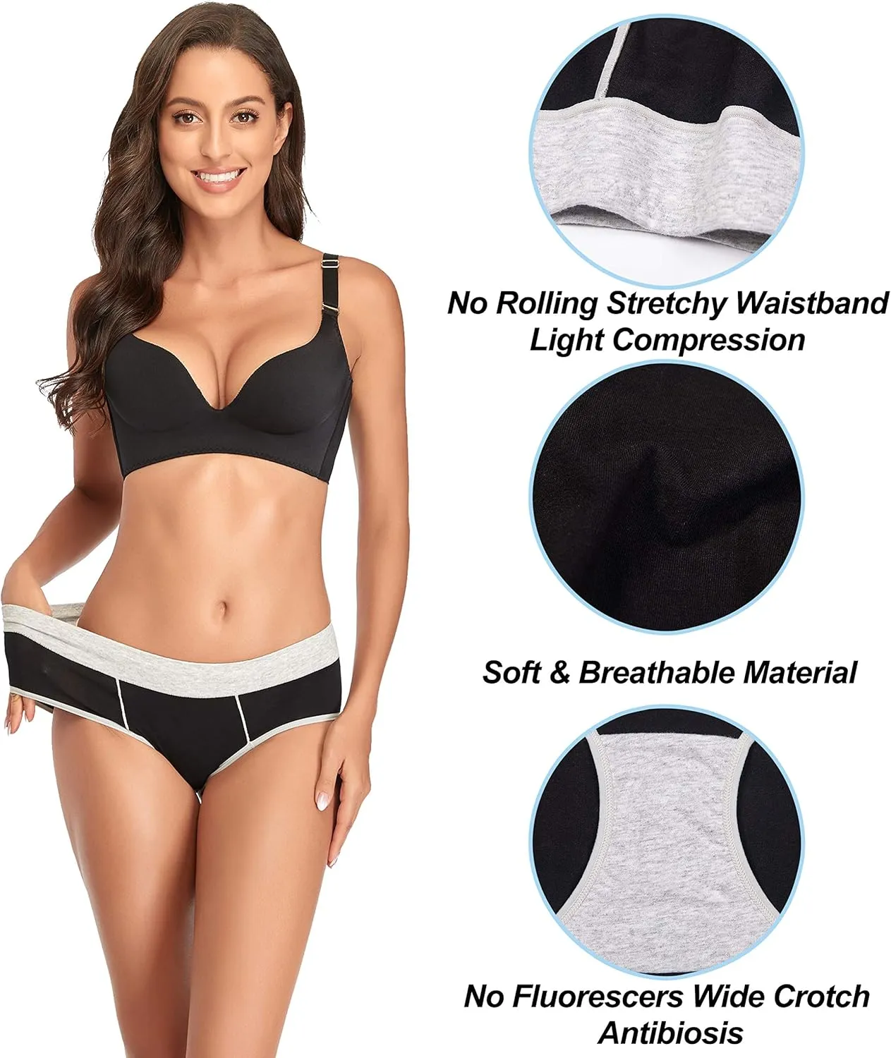 Womens Underwear Cotton Hipster Panties for Women Mid Rise Underwear Soft Full Coverage Briefs 5 Pack