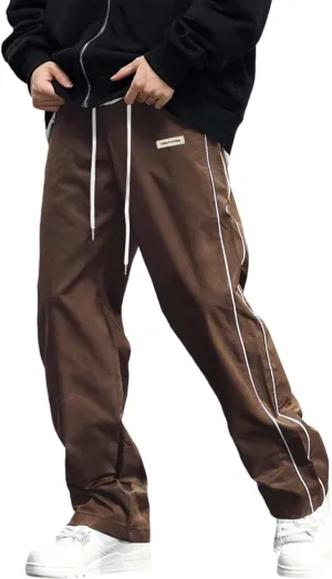 ZAFUL Men's Baggy Track Pants Y2K Streetwear Pants Drawstring Letter Pockets Casual Lounge Trousers