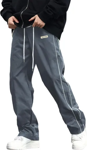 ZAFUL Men's Baggy Track Pants Y2K Streetwear Pants Drawstring Letter Pockets Casual Lounge Trousers