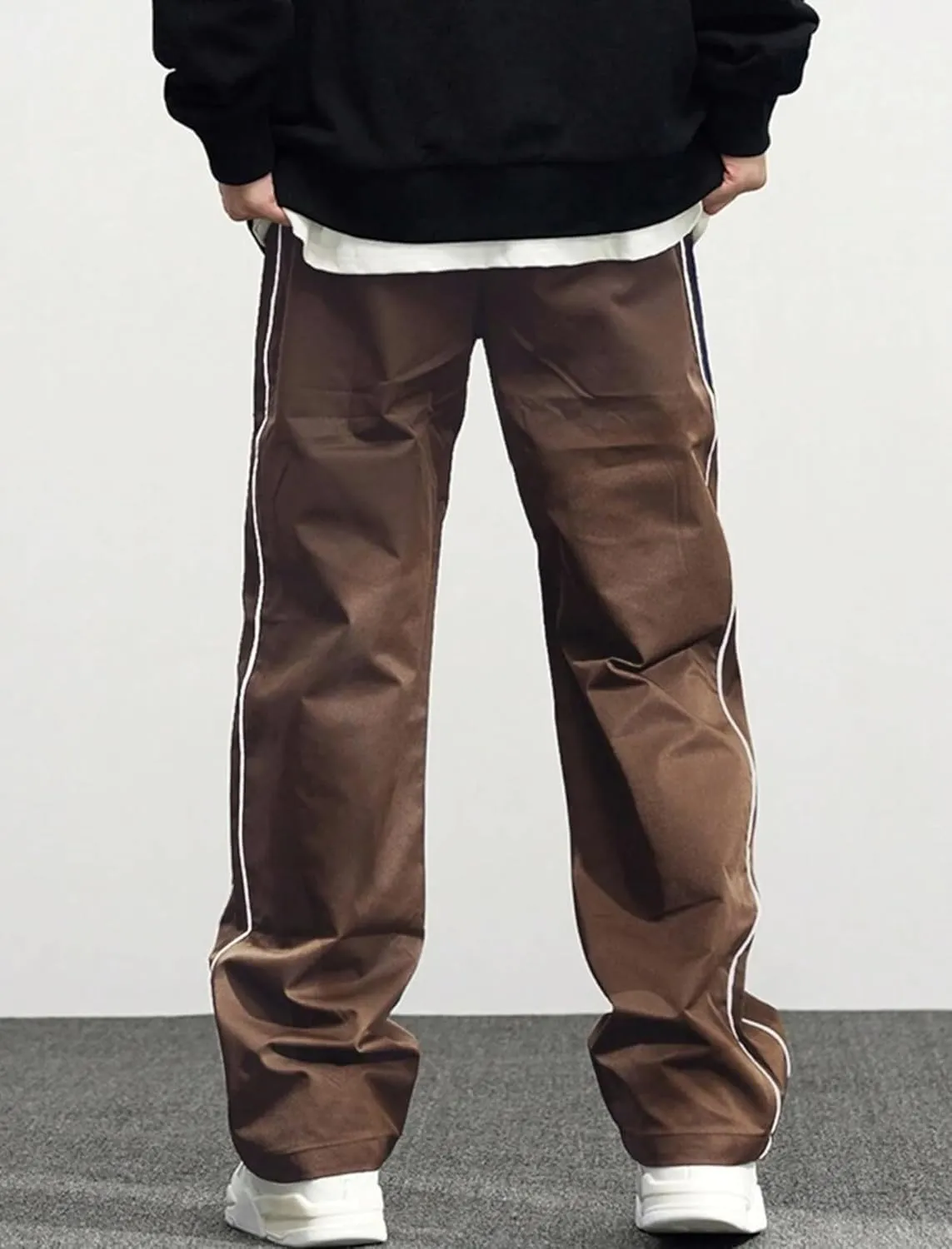 ZAFUL Men's Baggy Track Pants Y2K Streetwear Pants Drawstring Letter Pockets Casual Lounge Trousers