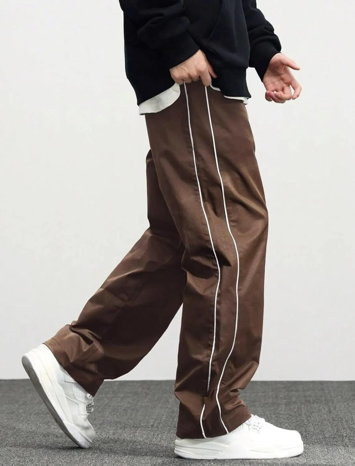 ZAFUL Men's Baggy Track Pants Y2K Streetwear Pants Drawstring Letter Pockets Casual Lounge Trousers