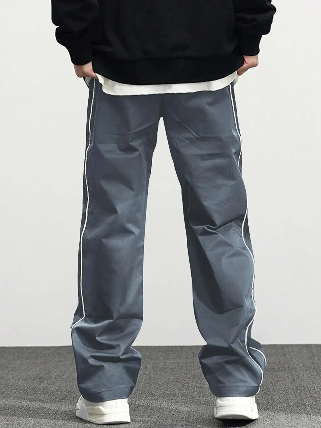 ZAFUL Men's Baggy Track Pants Y2K Streetwear Pants Drawstring Letter Pockets Casual Lounge Trousers