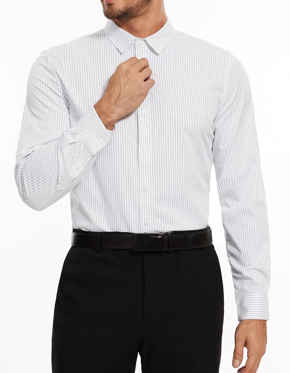 ZAFUL Mens Dress Shirts Slim Fit Button Down Long Sleeve Stretch Collared Shirt Cotton Wrinkle Free Button Up Mens Tops