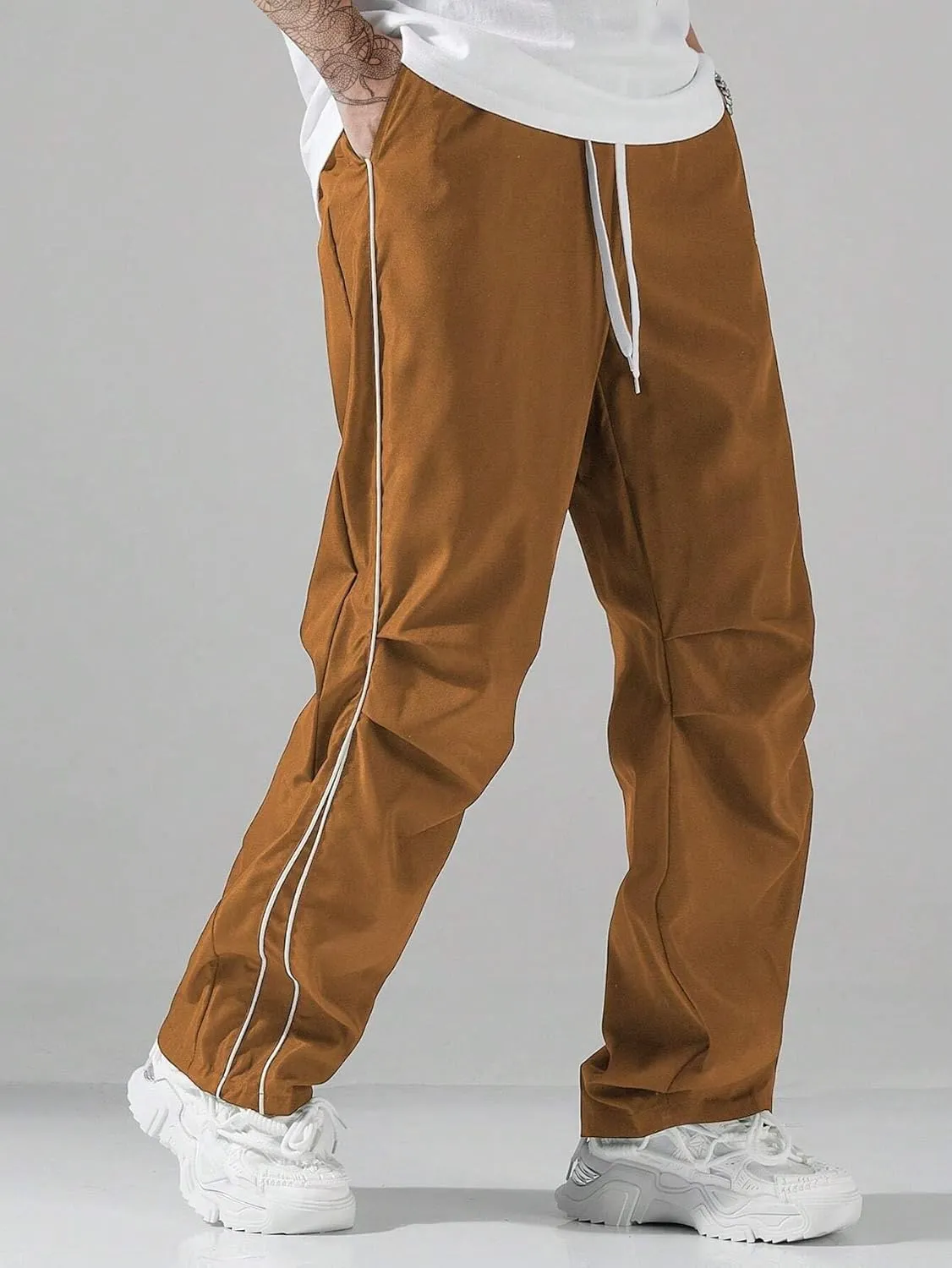 ZAFUL Men's Parachute Sweatpants Y2k Baggy Track Pants Drawstring Wide Leg Casual Trousers Streetwear