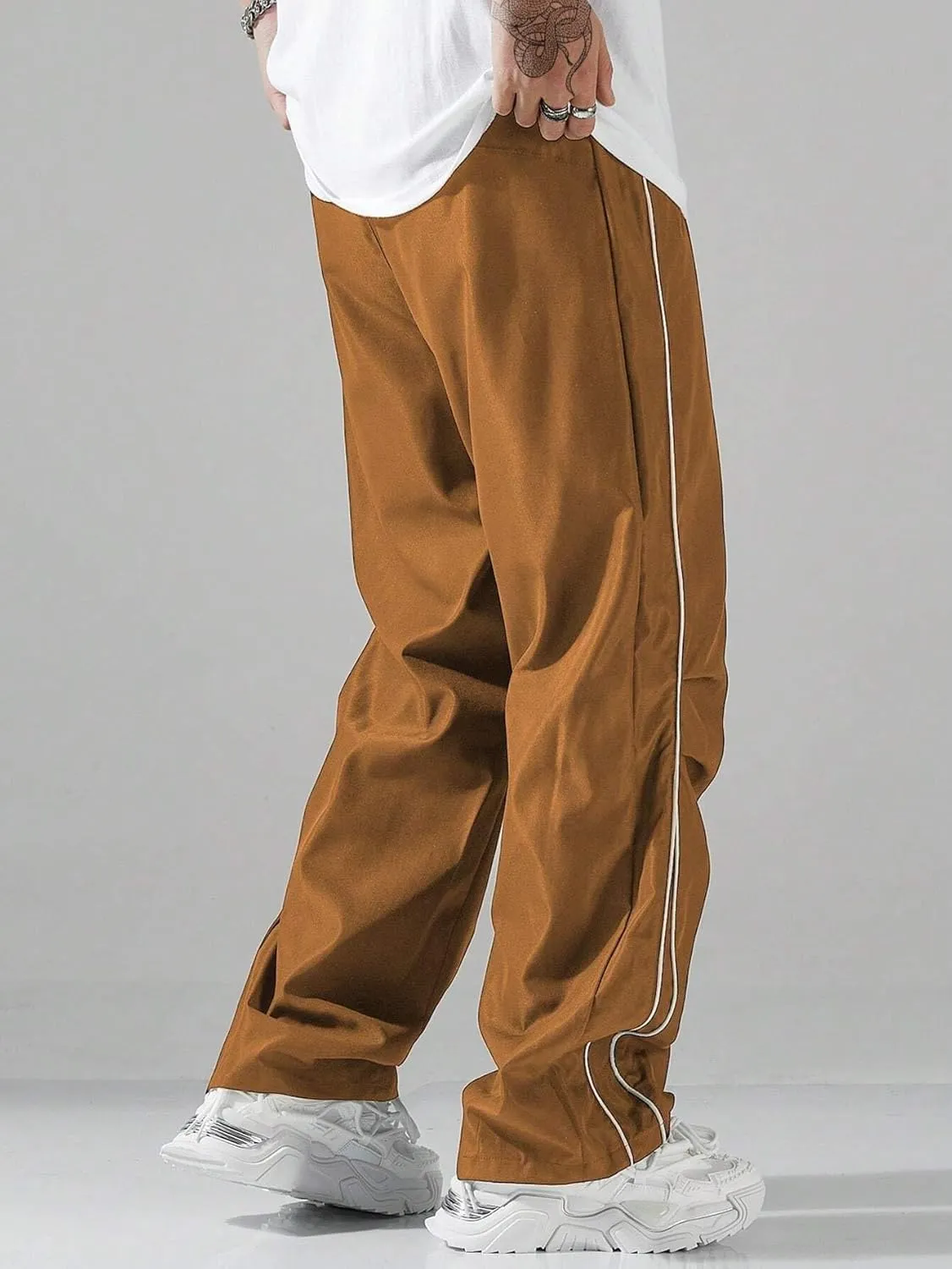 ZAFUL Men's Parachute Sweatpants Y2k Baggy Track Pants Drawstring Wide Leg Casual Trousers Streetwear
