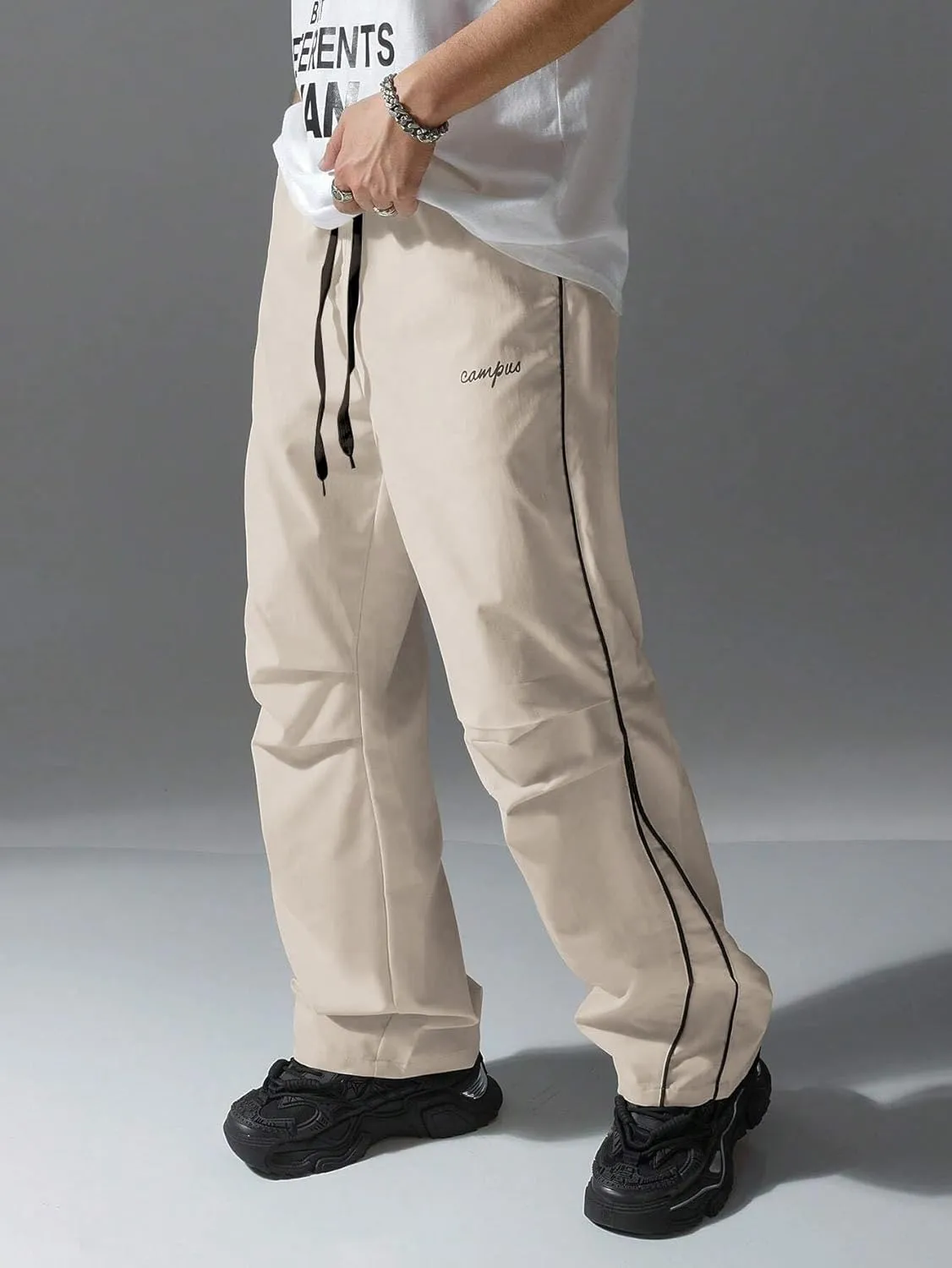 ZAFUL Men's Parachute Sweatpants Y2k Baggy Track Pants Drawstring Wide Leg Casual Trousers Streetwear