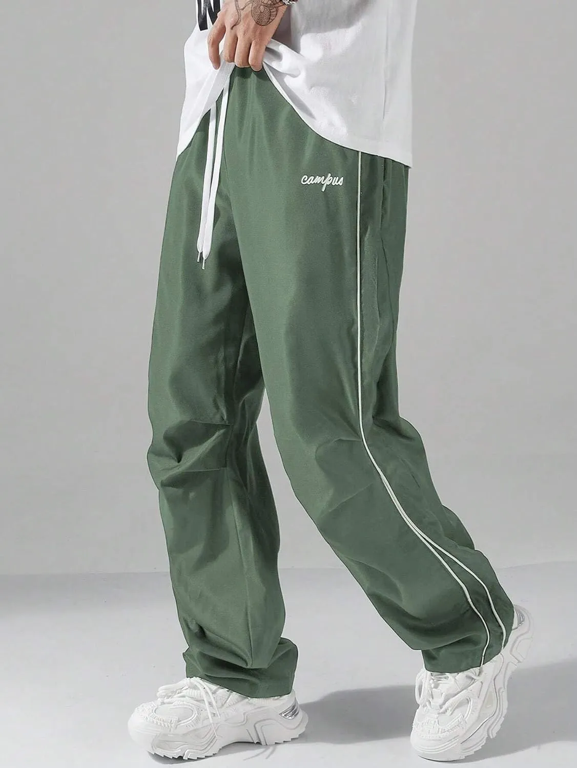 ZAFUL Men's Parachute Sweatpants Y2k Baggy Track Pants Drawstring Wide Leg Casual Trousers Streetwear