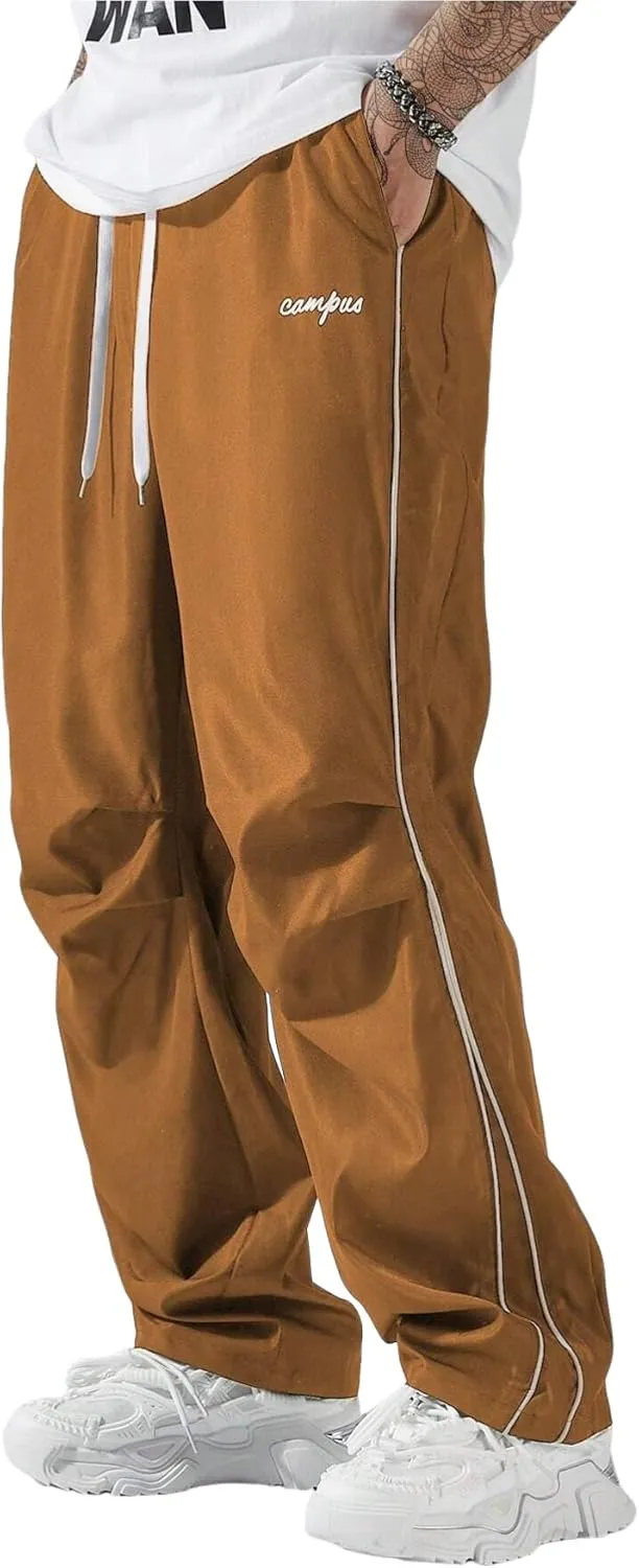 ZAFUL Men's Parachute Sweatpants Y2k Baggy Track Pants Drawstring Wide Leg Casual Trousers Streetwear