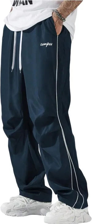 ZAFUL Men's Parachute Sweatpants Y2k Baggy Track Pants Drawstring Wide Leg Casual Trousers Streetwear