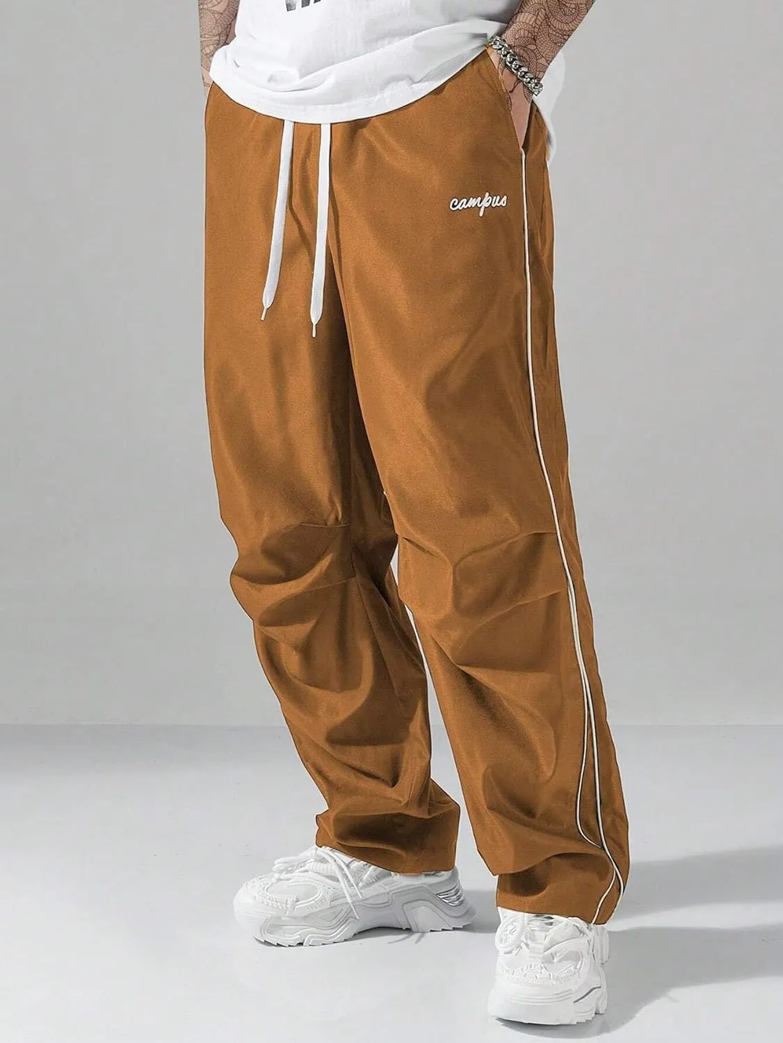 ZAFUL Men's Parachute Sweatpants Y2k Baggy Track Pants Drawstring Wide Leg Casual Trousers Streetwear