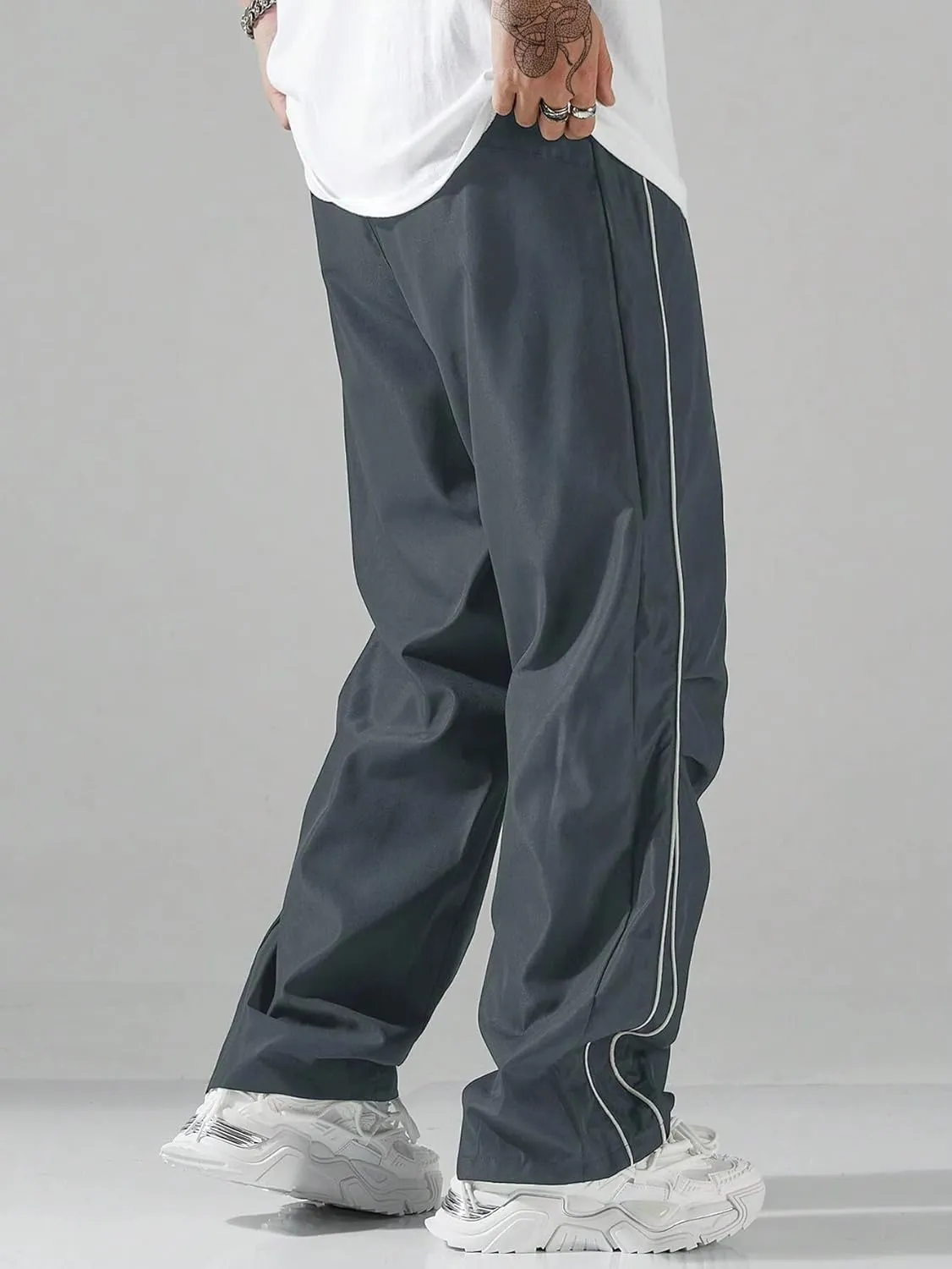 ZAFUL Men's Parachute Sweatpants Y2k Baggy Track Pants Drawstring Wide Leg Casual Trousers Streetwear