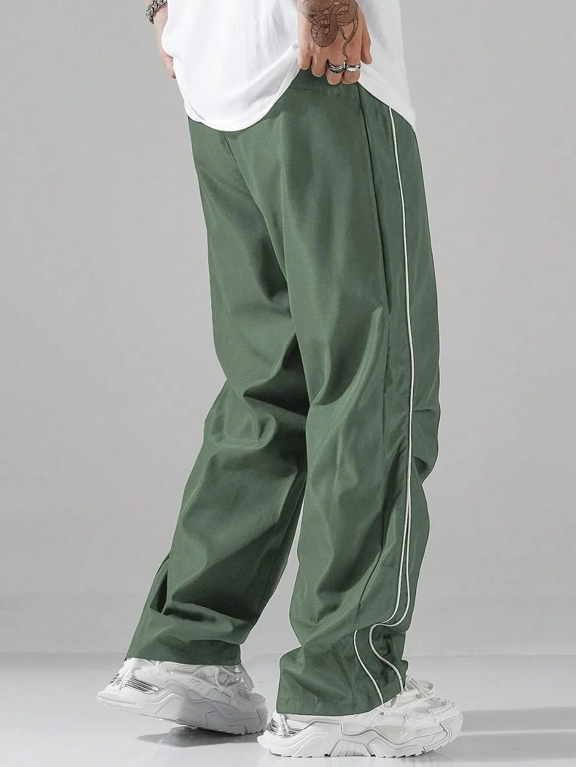 ZAFUL Men's Parachute Sweatpants Y2k Baggy Track Pants Drawstring Wide Leg Casual Trousers Streetwear