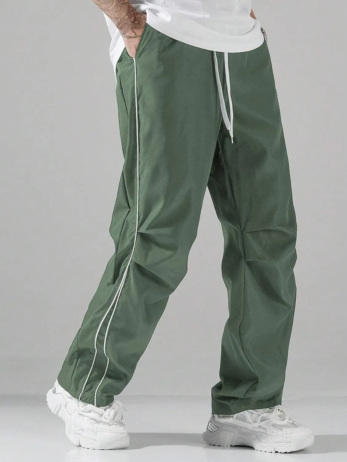 ZAFUL Men's Parachute Sweatpants Y2k Baggy Track Pants Drawstring Wide Leg Casual Trousers Streetwear