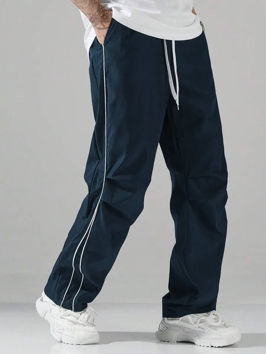 ZAFUL Men's Parachute Sweatpants Y2k Baggy Track Pants Drawstring Wide Leg Casual Trousers Streetwear