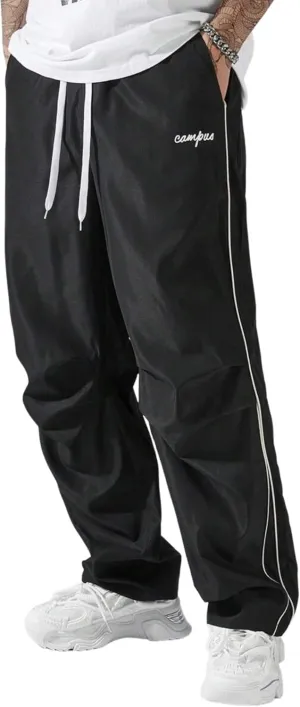 ZAFUL Men's Parachute Sweatpants Y2k Baggy Track Pants Drawstring Wide Leg Casual Trousers Streetwear