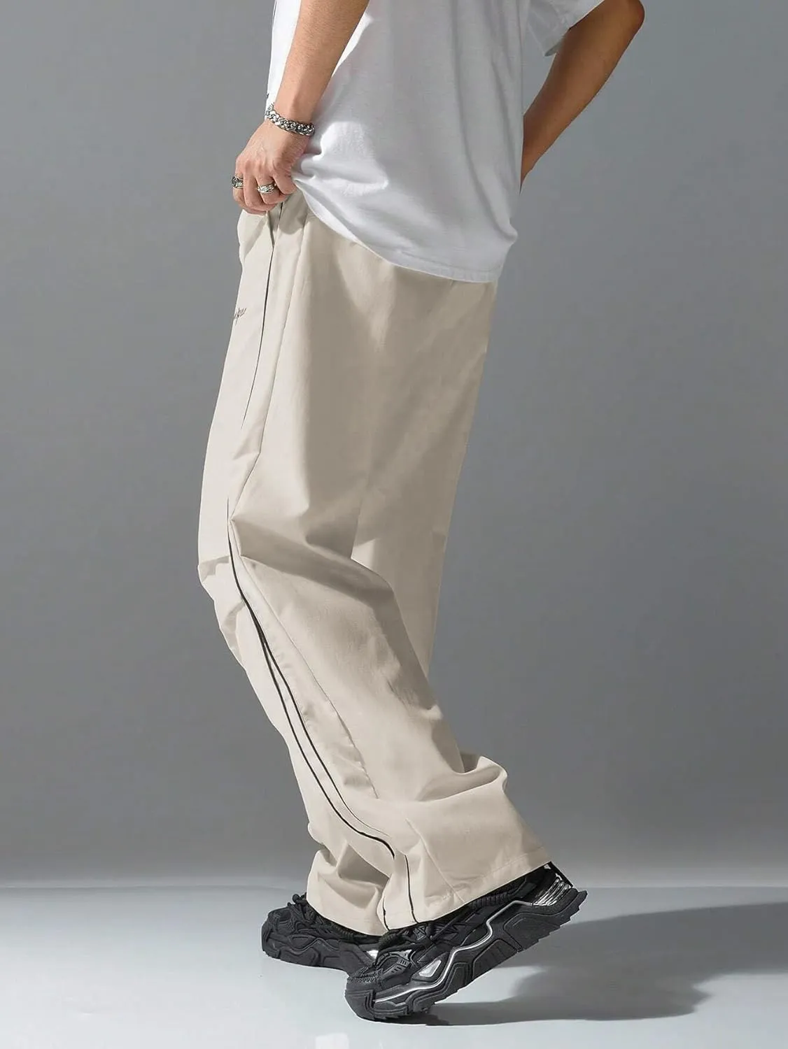 ZAFUL Men's Parachute Sweatpants Y2k Baggy Track Pants Drawstring Wide Leg Casual Trousers Streetwear