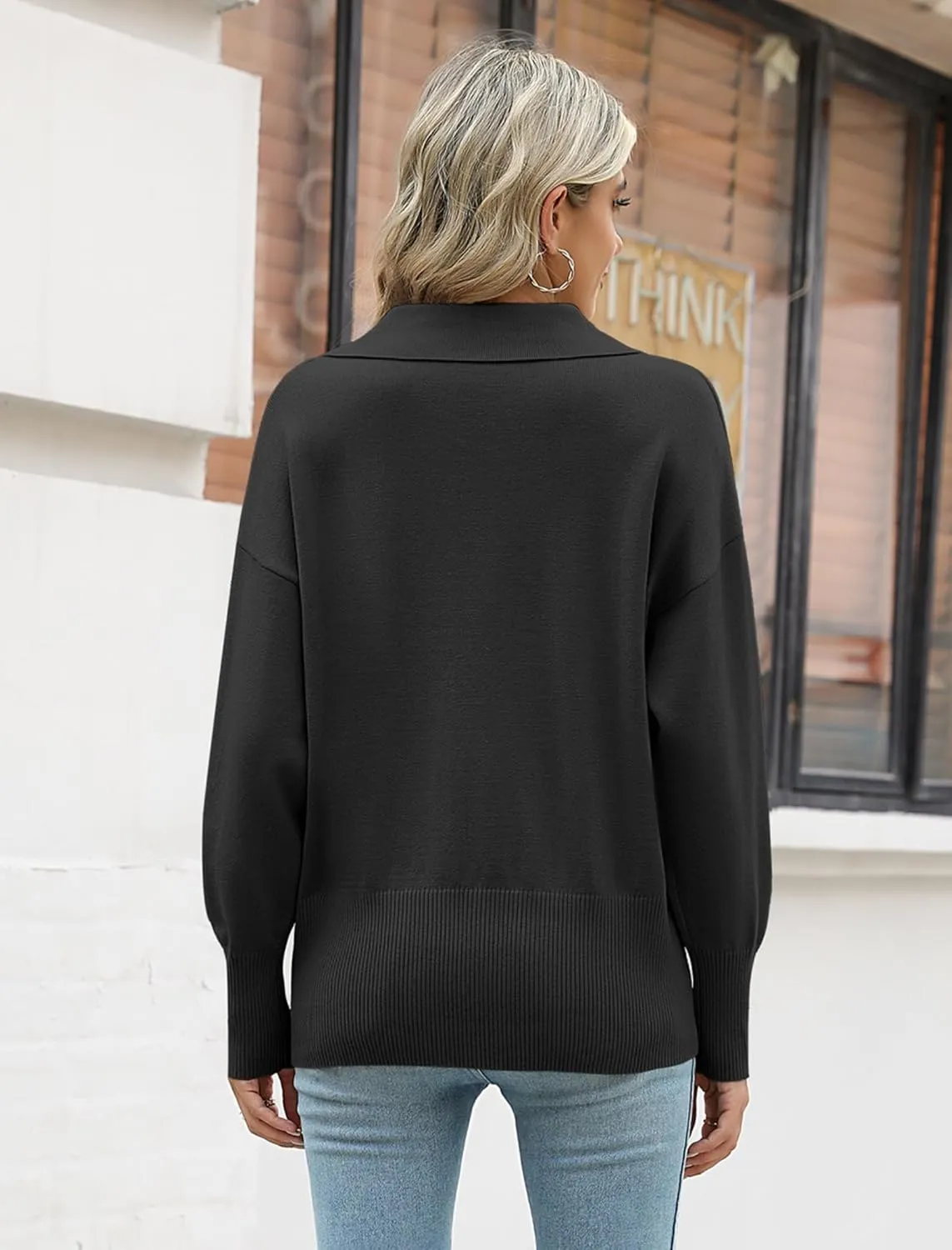 Zeagoo Women's 2024 V Neck Striped Sweater Long Sleeve Oversized Fashion Knitted Pullover Fall Sweaters Tops