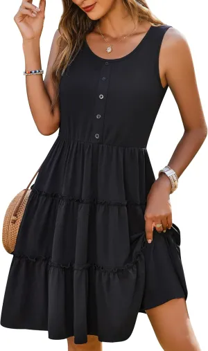 Zeagoo Women's Dress with Pockets Short Sleeve A-Line Dresses for Women 2025