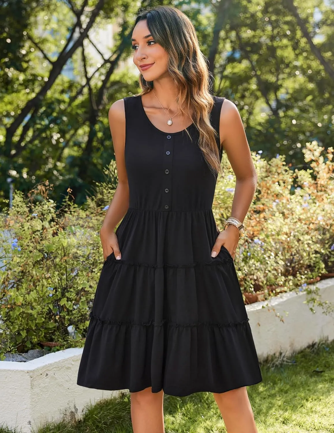 Zeagoo Women's Dress with Pockets Short Sleeve A-Line Dresses for Women 2025